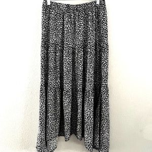 Final Touch Black and White Leopard MIDI Skirt Size Small